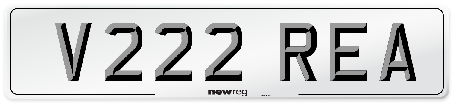 V222 REA Number Plate from New Reg